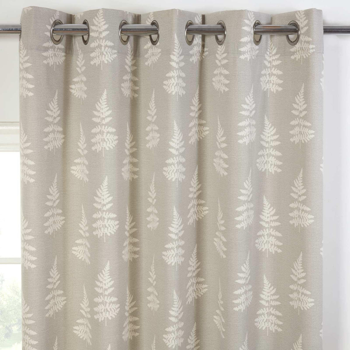 Esher Fern Eyelet Curtains Silver