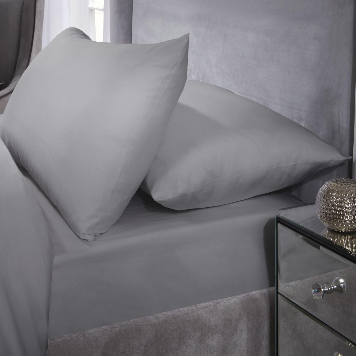 400 Thread Count Cotton Silver Fitted Sheet