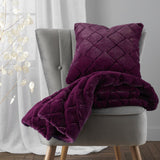 Cosy Diamond Faux Fur Throw Plum