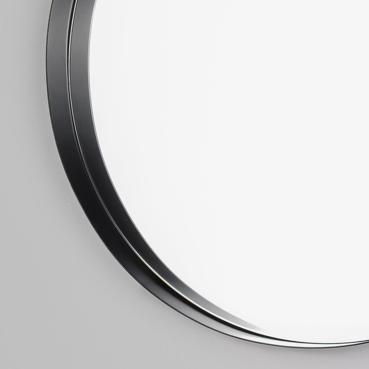 Thin Deep Edge Round Wall Mirror Black