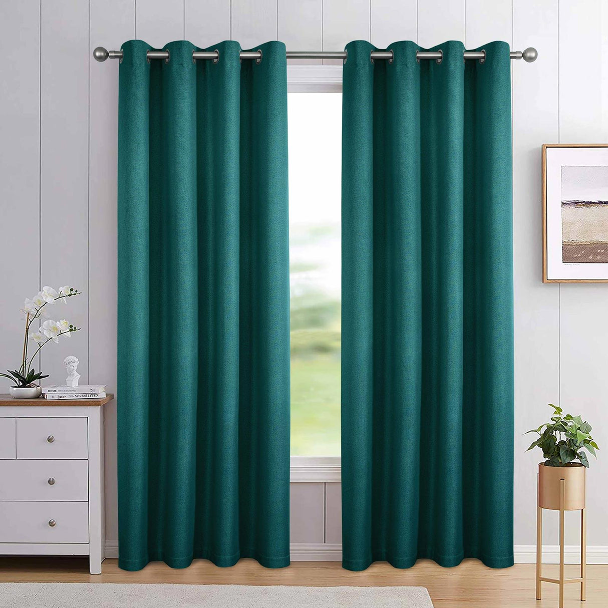 Athos Blackout Eyelet Curtains Green