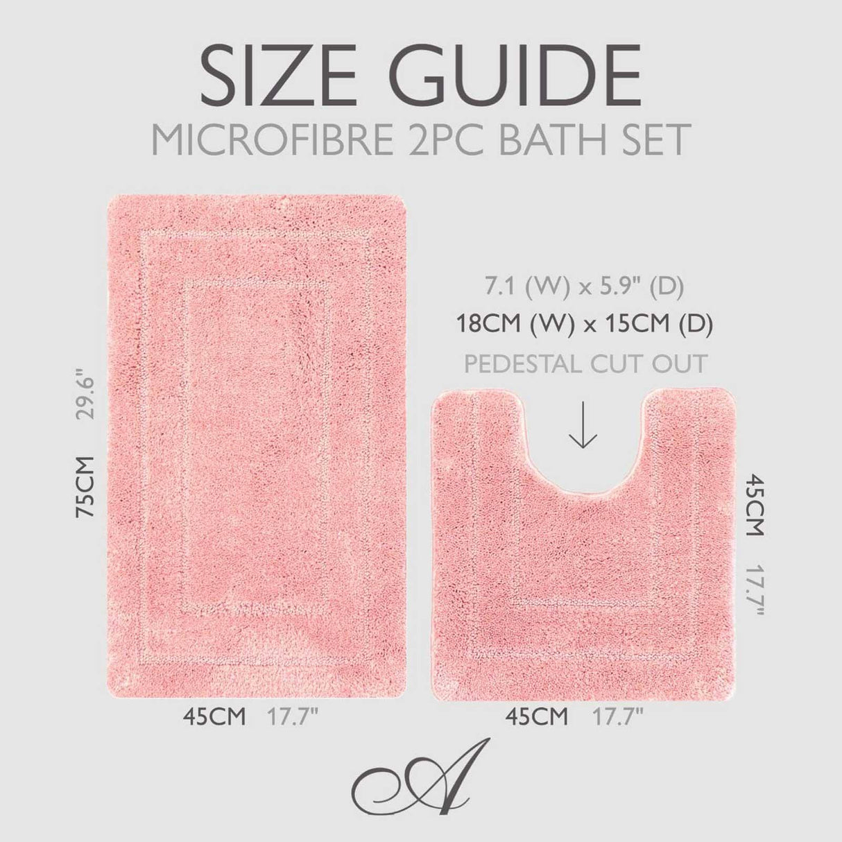 Lisa Bath & Pedestal Mat Set Blush Pink