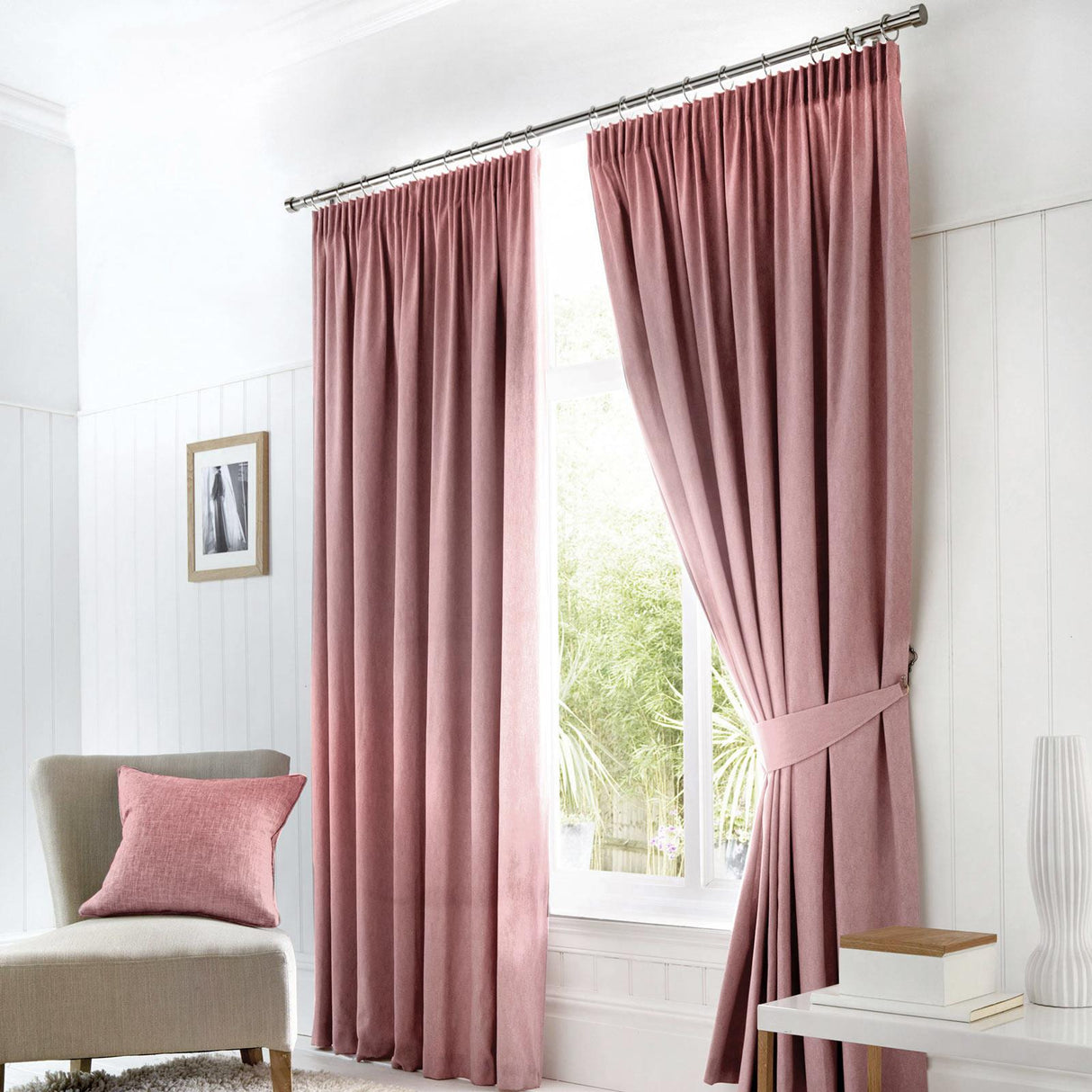 Dijon Blackout Tape Top Curtains Blush