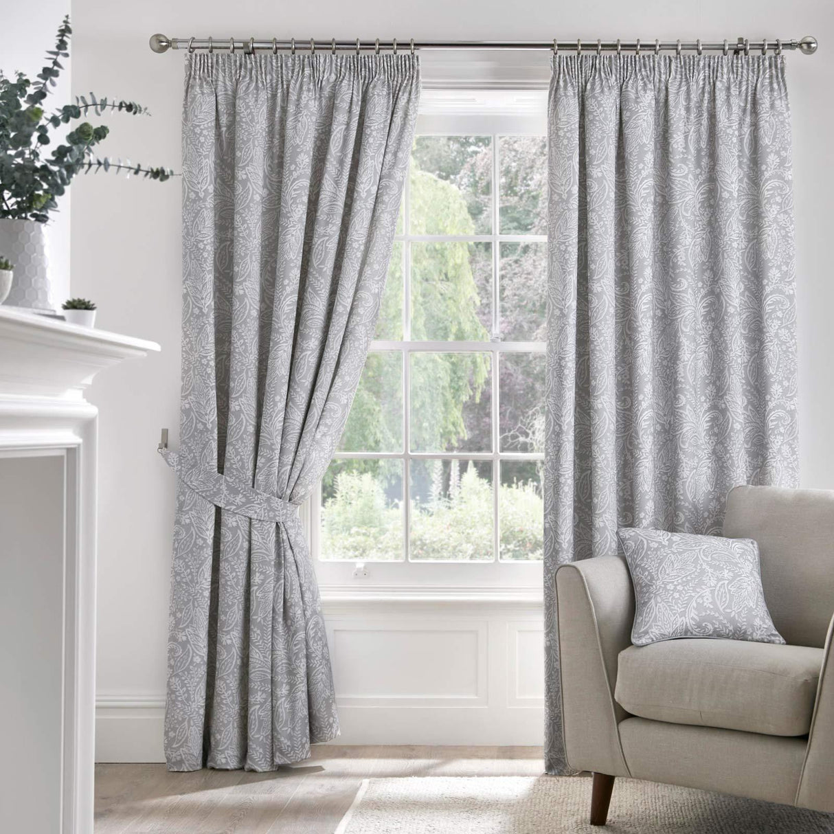 Aveline Tape Top Curtains Grey