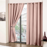 Cali Woven Thermal Blackout Eyelet Curtains  Blush Pink