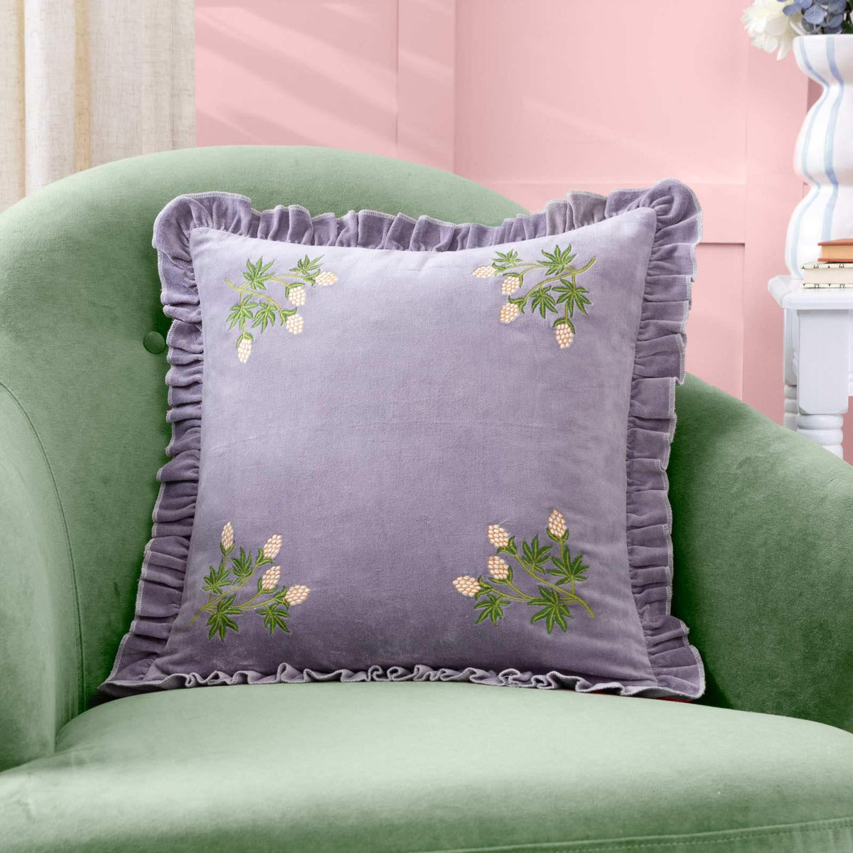 Hettie Embroidered Velvet Cushion Cover