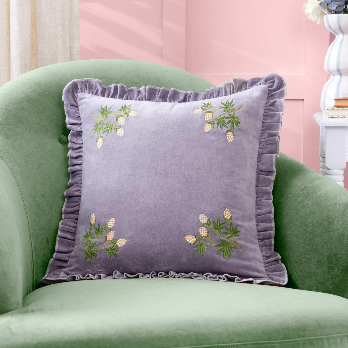 Hettie Embroidered Velvet Cushion Cover