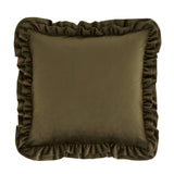 So Soft Velvet Touch Double Frill Cushion Olive