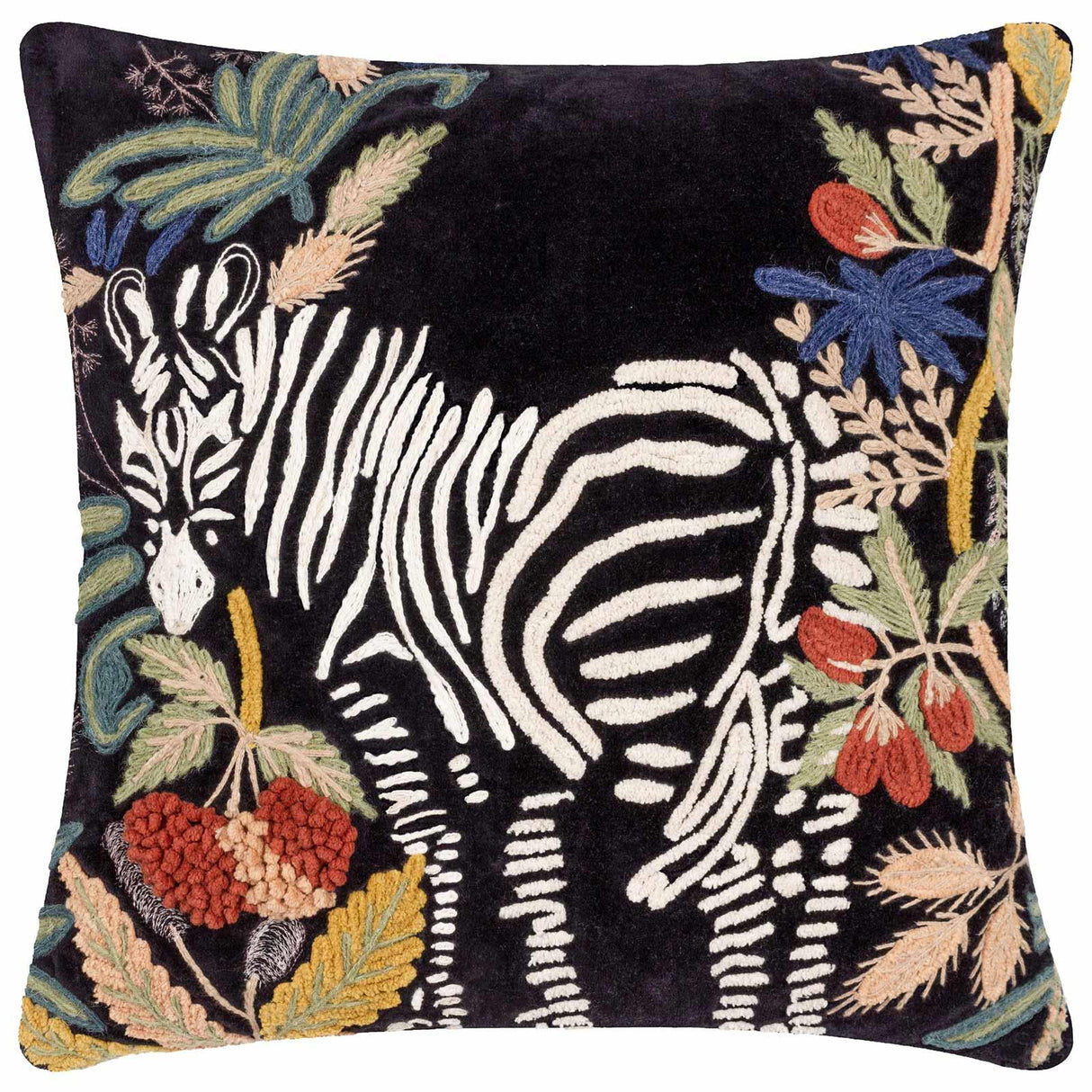 Exotic Zebra Embroidered Cushion Cover 20" x 20"