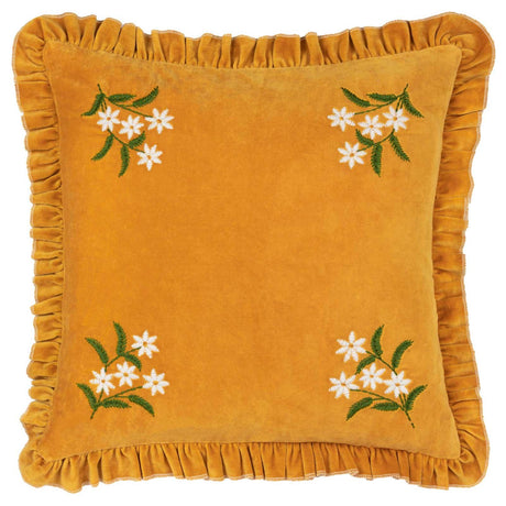 Daisy Frill Embroidered Velvet Cushion Cover