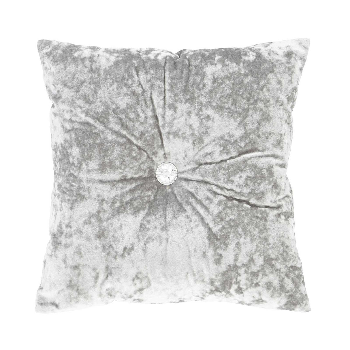 Crushed Velvet Diamante Cushion Silver