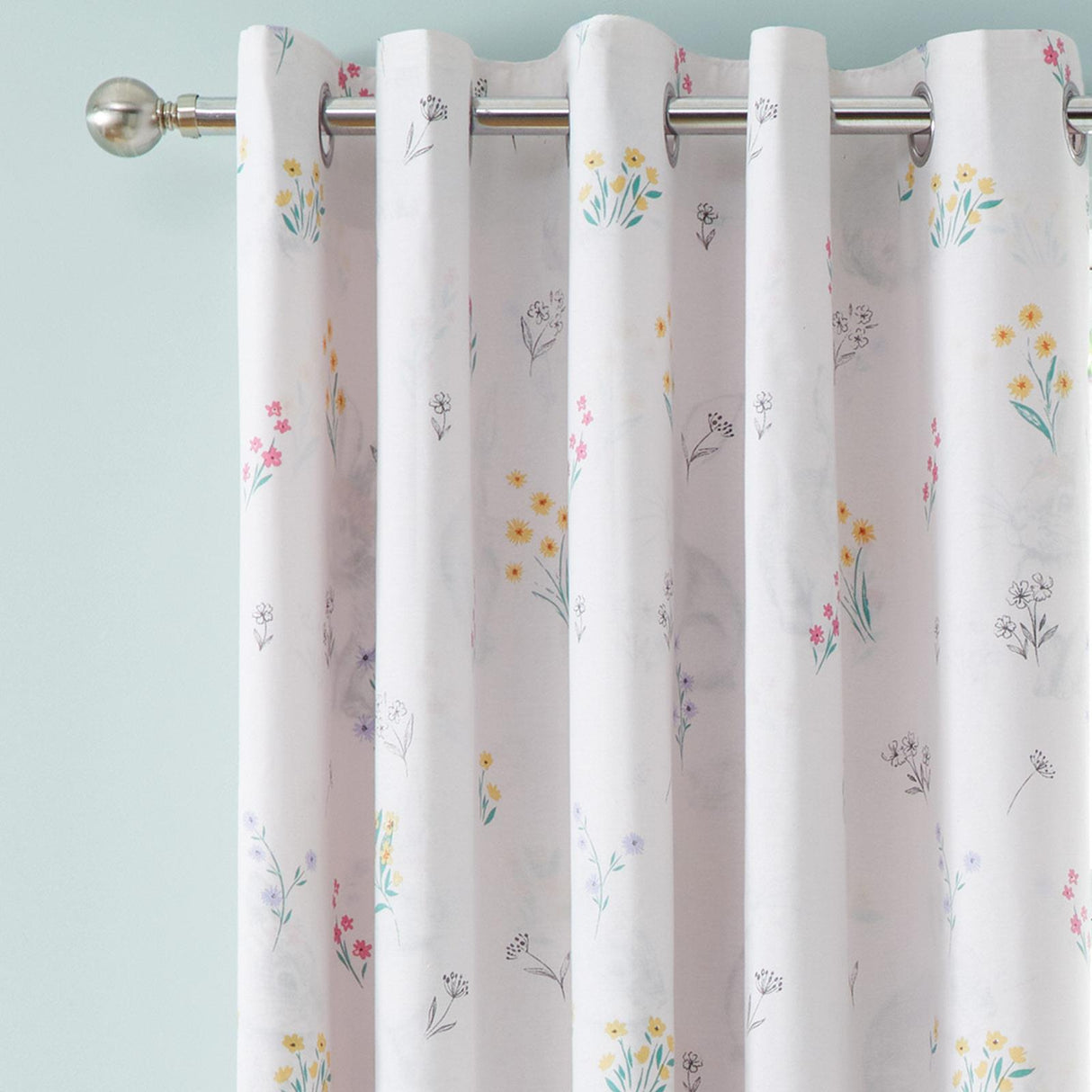 Bunny Tails Ditsy Flower Eyelet Curtains