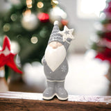 Grey Ceramic Santa & Star Ornament