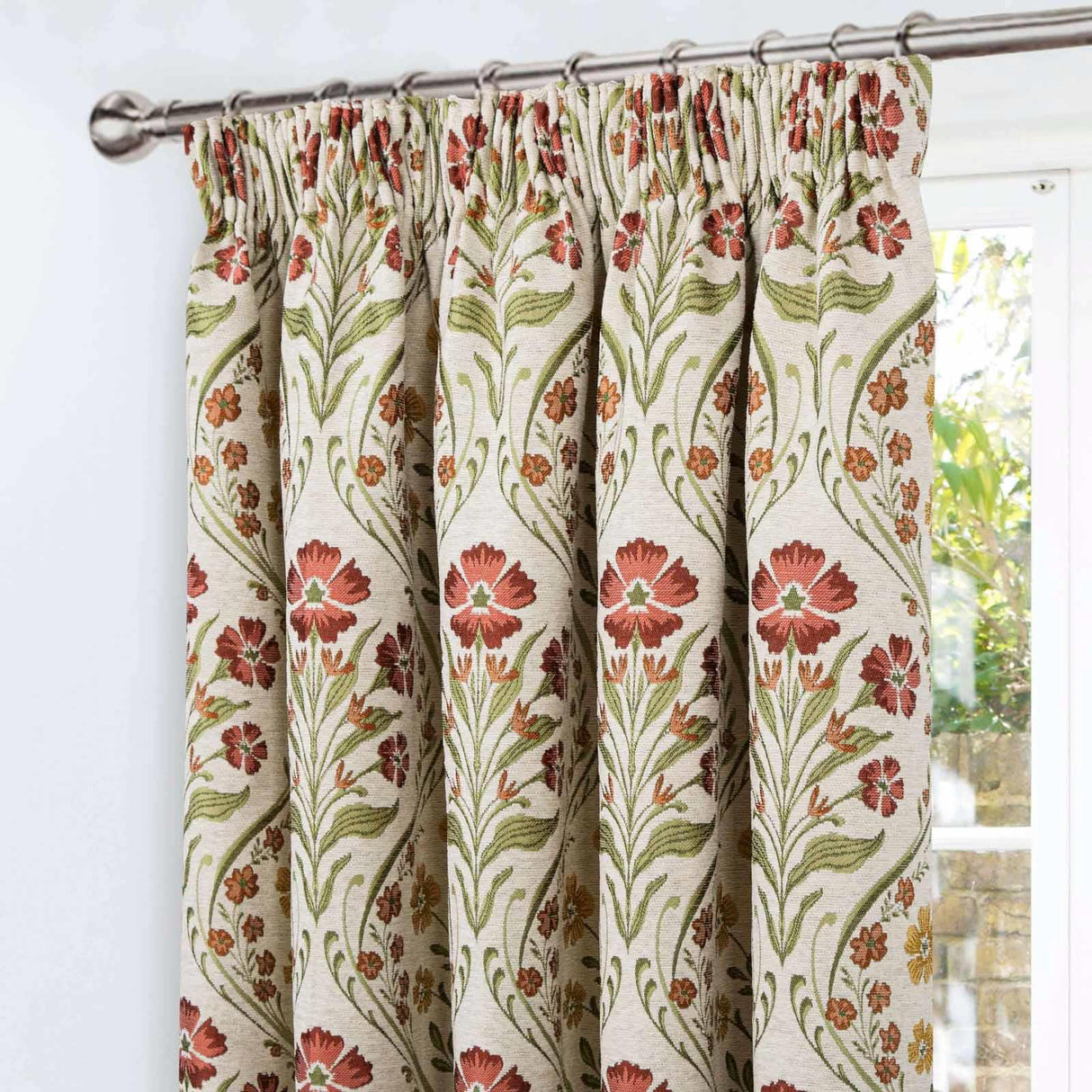 Vermont Tapestry Tape Top Curtains Terracotta