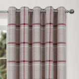 Hudson Woven Check Eyelet Curtains Red