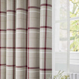 Hudson Woven Check Eyelet Curtains Red