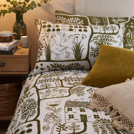 Frida Abstract Reversible Moss Duvet Cover Set