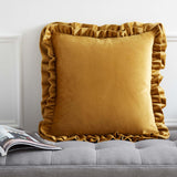 So Soft Velvet Touch Double Frill Cushion Mustard