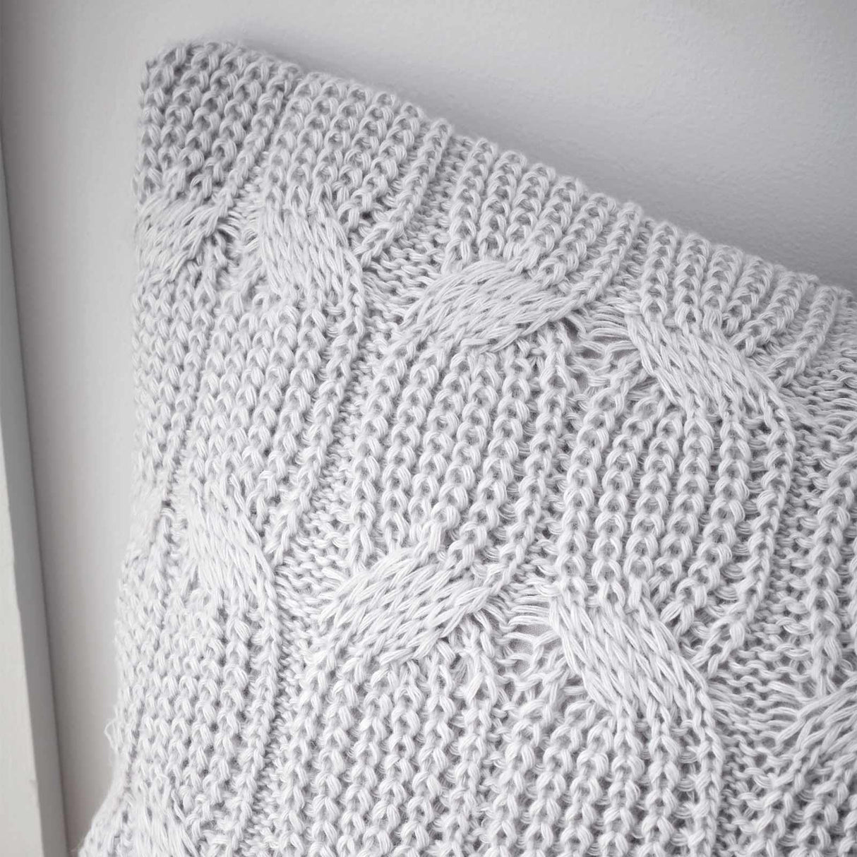 Chunky Marl Knit Cushion Silver