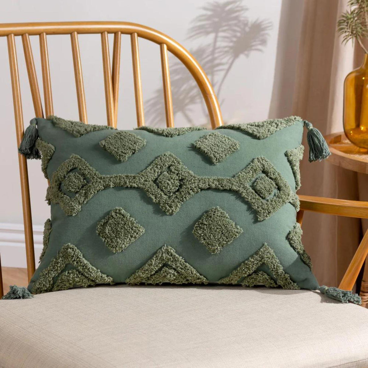 Dharma Tufted Tasselled Cushion Cover 14" x 20" (35cm x 50cm)