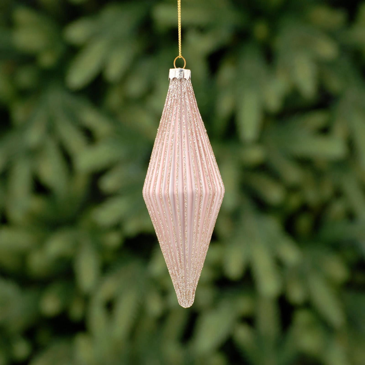 Pink Gold Ombre Glitter Glass Bauble