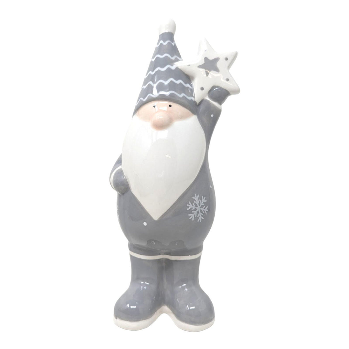 Grey Ceramic Santa & Star Ornament