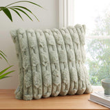 Carved Faux Fur Cushion Sage