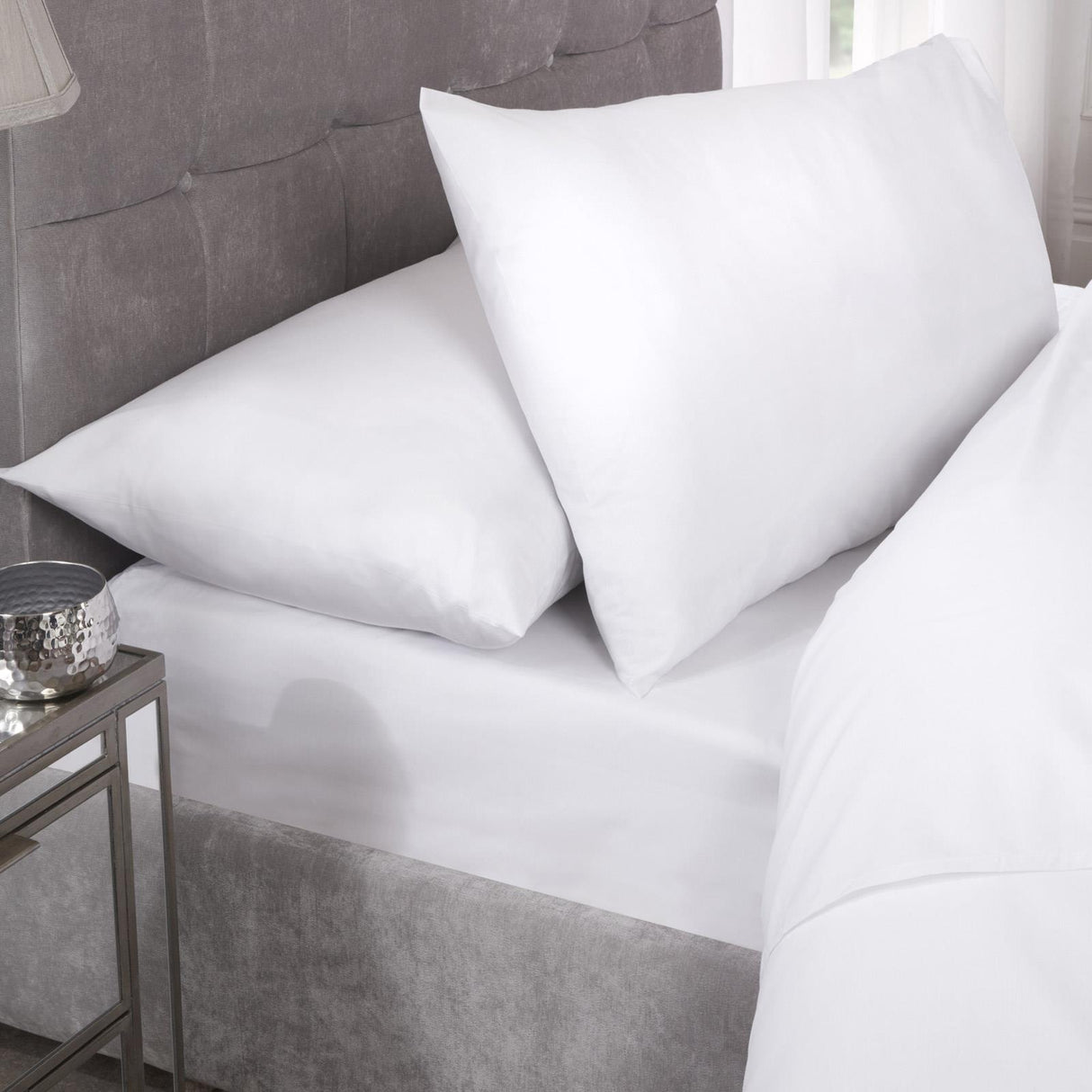 Percale 180 Thread Count White 25cm Fitted Sheet