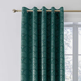 Art Deco Pearl Eyelet Curtains Teal