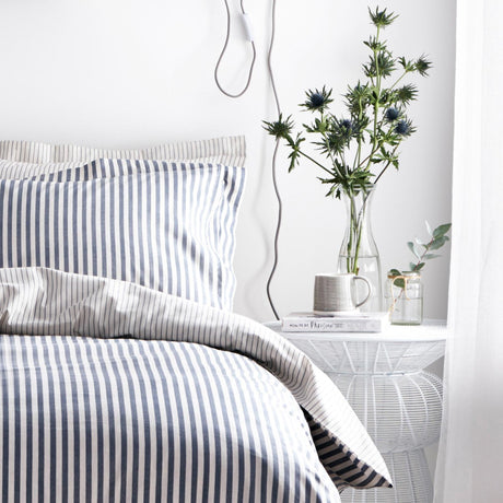 Hebden Mélange Stripe Navy Duvet Cover Set