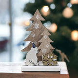 Wooden Winter Polar Bear Scene