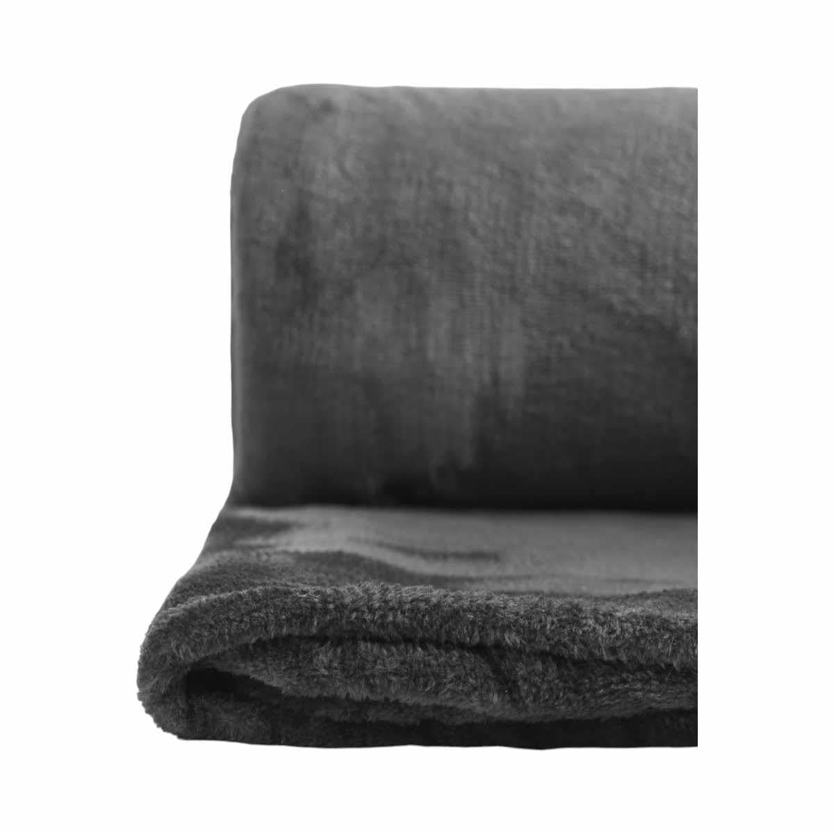 Snug Flannel Fleece Blanket Super Soft Throw in Charcoal Grey