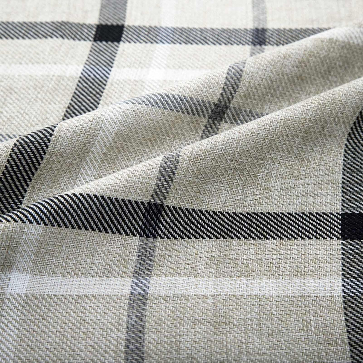 Hudson Woven Check Eyelet Curtains Grey