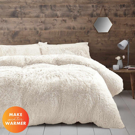 Cuddly Faux Fur Cream Duvet Cover Set