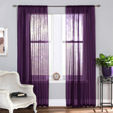 Plain Dyed Voile Curtain Panel Pair Purple