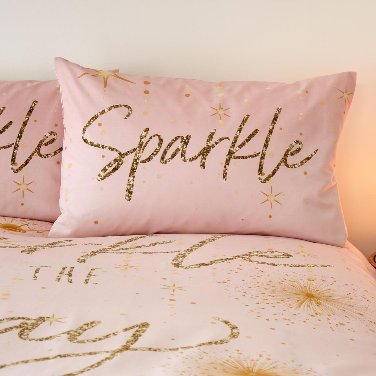 Christmas Sparkle Duvet Cover Set Pink