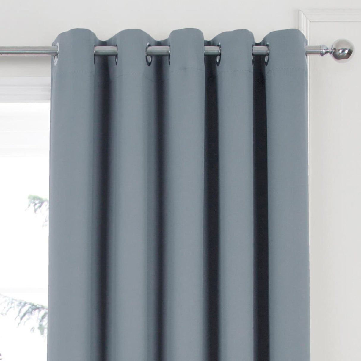 Woven Blackout Eyelet Curtains Grey