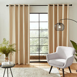 Catherine Lansfield Downstairs Faux Silk Blackout Thermal Insulating Eyelet Curtains Two Panels