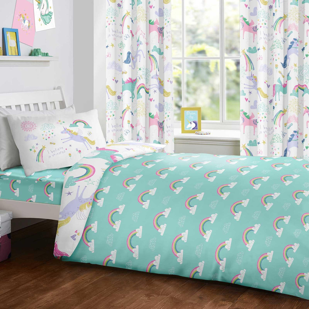 Rainbow Unicorn Kids Duvet Cover Set