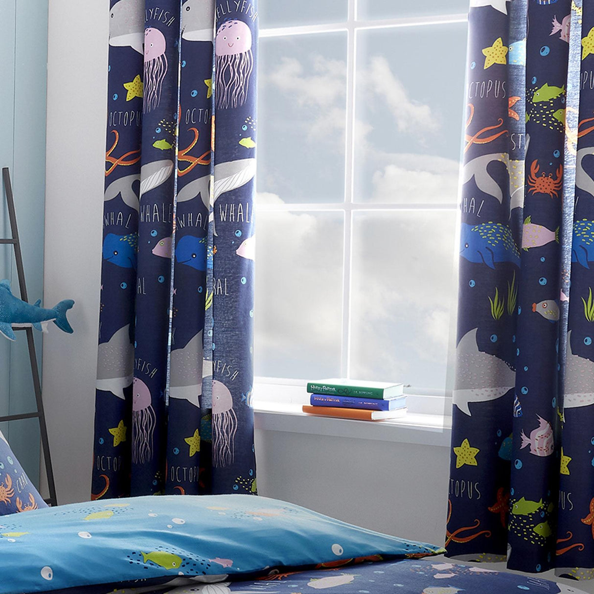 Sea Life Kids Tape Top Curtains