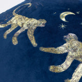 Dusk Monkey Embroidered Velvet Cushion Cover 20" x 20" (50cm x 50cm)