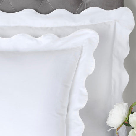 Scallop Edge 100% Cotton White Duvet Cover Set