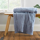 Cable Knit Throw Blue