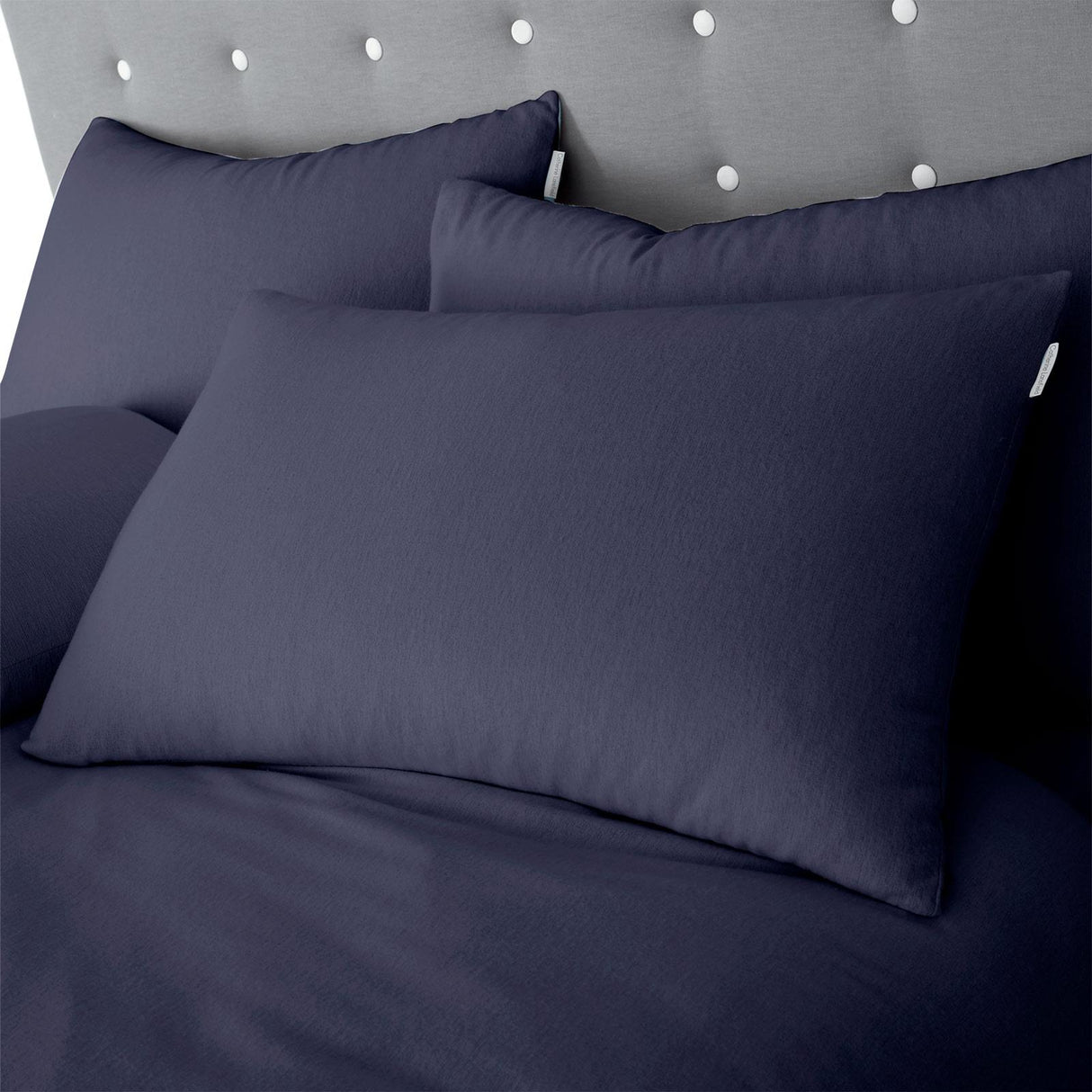 Brushed Cotton Flannelette Pillowcase Pair Navy