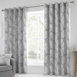 Matteo Leaf Eyelet Curtains Grey