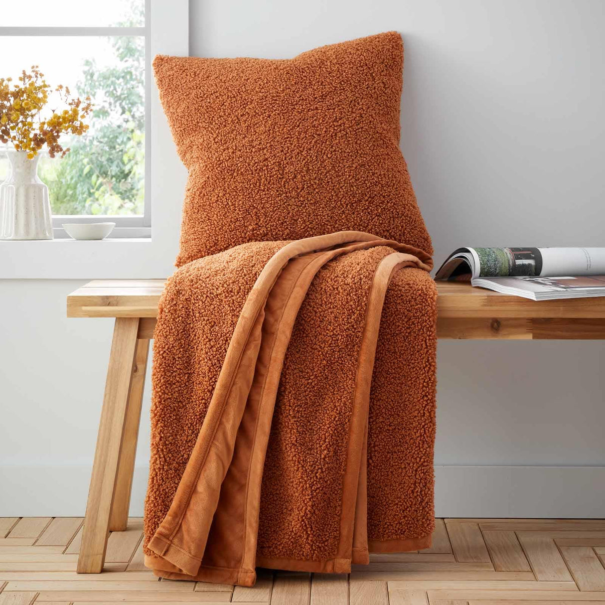 So Soft Velvet Bouclé Throw Caramel