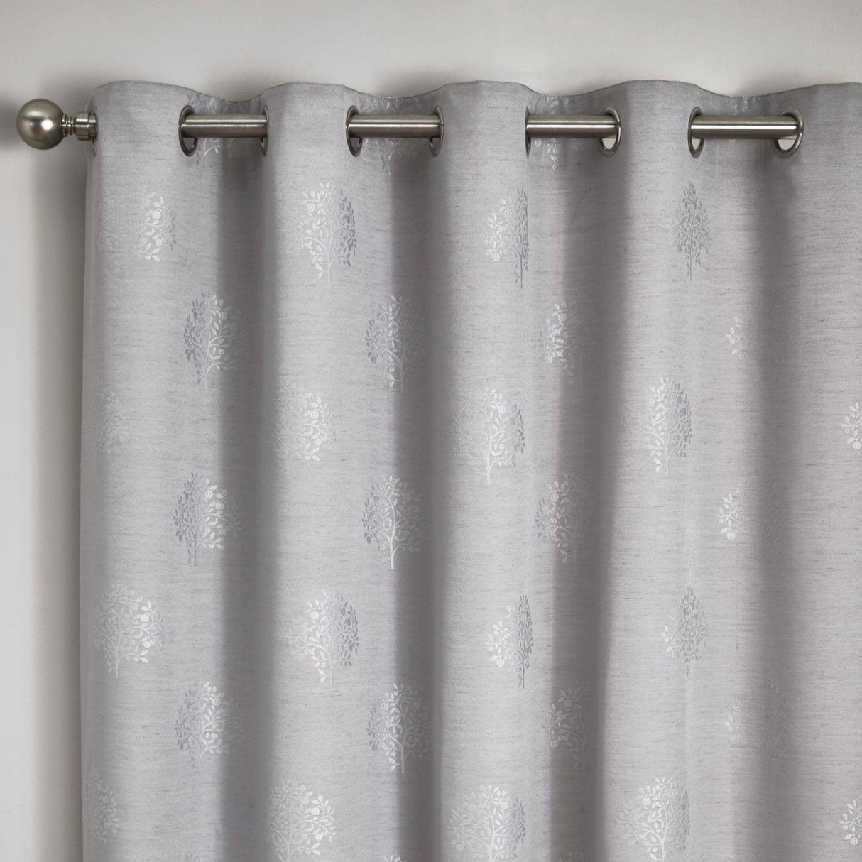 Harvest Jacquard Eyelet Curtains Silver