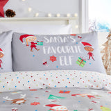 Elf & Santa Duvet Cover Set Grey