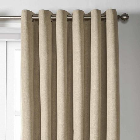 Blackout Linen Look Eyelet Curtains Beige