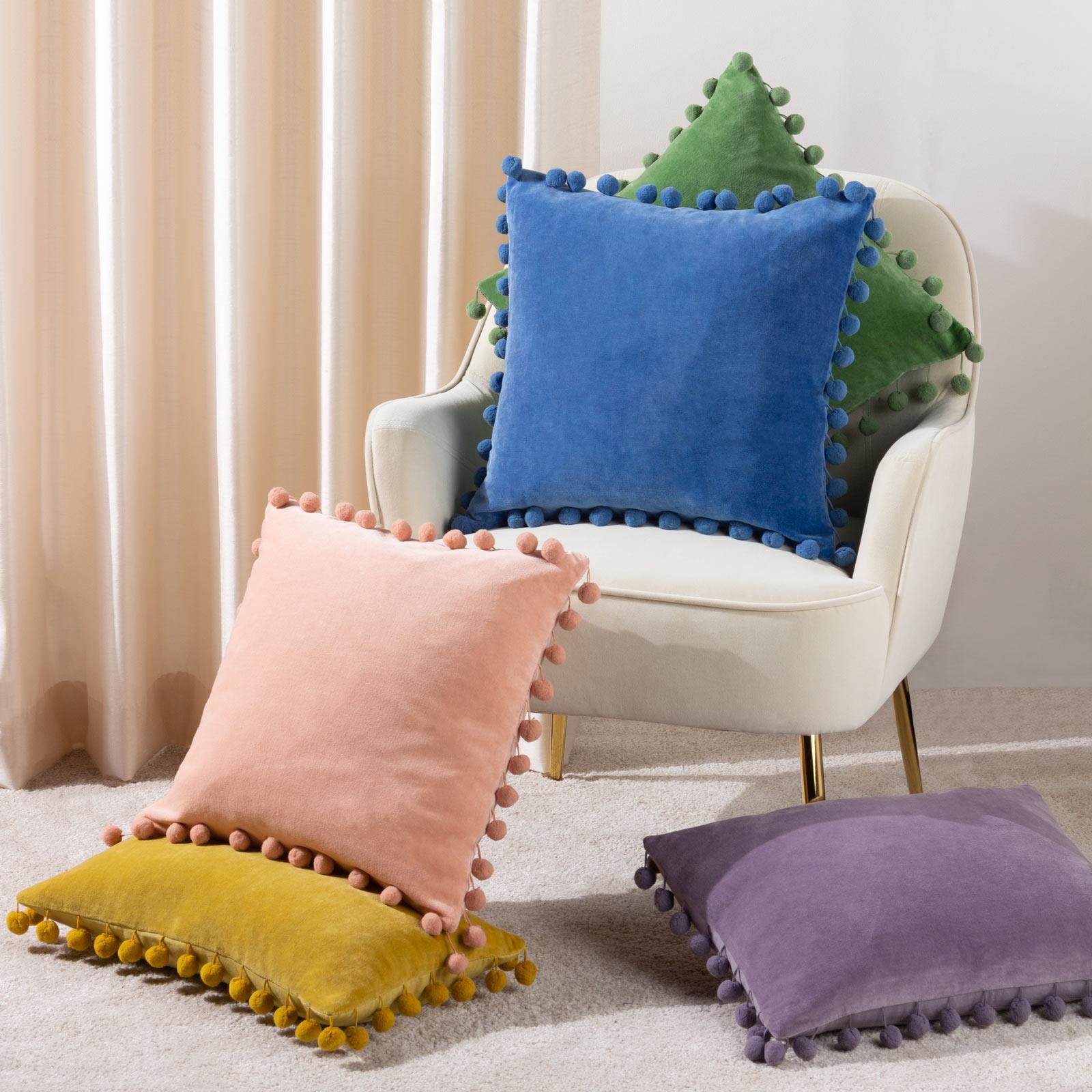 Dora Pom Pom Cushion Cover 18 x 18 45cm x 45cm Leaf Green